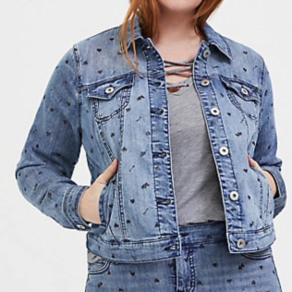 torrid Jackets & Blazers - Host pick🧚🏽♀️Torrid Heart Denim Jacket 1X New